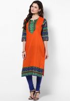 Shree Orange Solid Kurtis