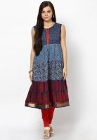 Span Blue Embroidered Kurta