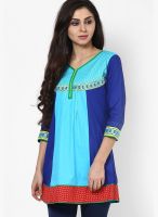 Span Blue Embroidered Kurta