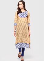 Span Brown Printed Kurtis