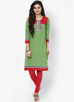 Span Green Printed Kurta