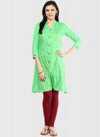 Span Green Printed Kurtis