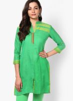 Span Green Solid Kurta