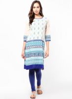 Span Off White Printed Kurtis