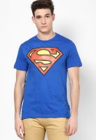 Superman Blue Printed Round Neck T-Shirts