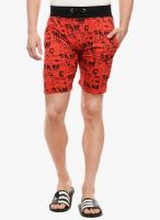 Tab91 Red Printed Shorts