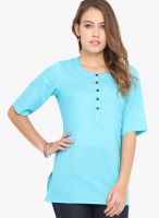 Titch Button Blue Solid Kurtis