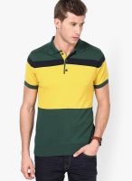 United Colors of Benetton Green Striped Polo T-Shirts