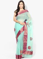 Varuna Designer Supernet Banarasi Border Green Saree