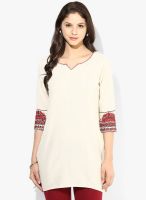 Vedic Off White Solid Kurtis