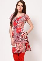 W Red Printed Kurtis