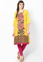 W Yellow Printed Kurtis