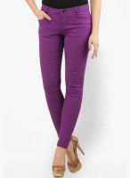 X'Pose Mid Rise Purple Solid Jeans