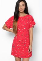 Zink London Red Colored Printed Skater Dress
