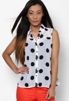 Zink London White Polka Print Shirt