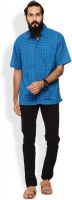 Aana Men's Printed Casual Blue Shirt