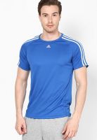 Adidas Blue Striped Round Neck T-Shirts