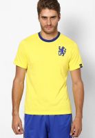 Adidas Yellow Solid Round Neck T-Shirts