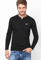 Andrew Hill Black Solid Henley T-Shirts