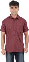 Anytime Men's Checkered Casual Maroon Shirt