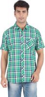 Anytime Men's Checkered Casual Green, White Shirt