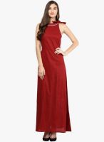 Bhama Couture Red Colored Solid Maxi Dress