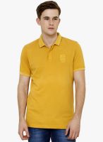 Camino Mustard Yellow Solid Polo T-Shirt