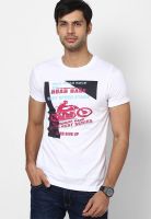 Canary London White Printed Round Neck T-Shirts