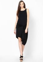 Chemistry Black Colored Solid Asymmetric Dress