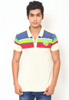 Cherokee Cream Striped Polo T-Shirts