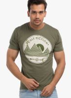 Cult Fiction Olive Printed Round Neck T-Shirts
