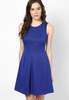 Dorothy Perkins Blue Colored Solid Skater Dress