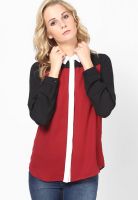 Dorothy Perkins Red And Ivory Colour Block Shirt