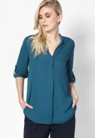 Dorothy Perkins Teal/Blue Roll Sleeve Shirt