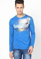 Duke Blue Printed Round Neck T-Shirts