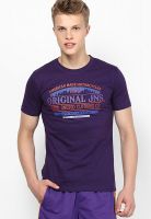 Duke Purple Printed Round Neck T-Shirts