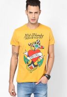 Ed Hardy Orange Round Neck T-Shirt