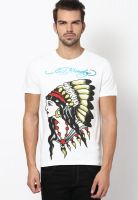 Ed Hardy White Round Neck T-Shirt