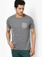 FREECULTR Grey Solid Round Neck T-Shirts