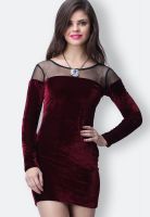 Faballey Red Colored Solid Asymmetric Dress