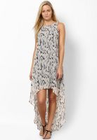 Femella Black Colored Printed Asymmetric Dress