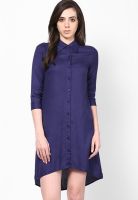 Femella Blue Colored Solid Skater Dress