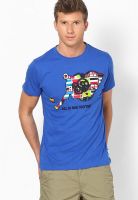 Fifa Blue Solid Round Neck T-Shirt