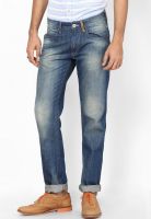 Flying Machine Blue Mid Rise Regular Fit Jeans