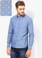 Flying Machine Blue Printed Slim Fit Casual Shirt