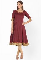 Folklore Maroon Solid Anarkali