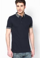French Connection Blue Solid Polo T-Shirts
