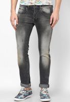 Gas Dark Grey Low Rise Skinny Fit Jeans