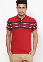 Gas Red Striped Polo T-Shirts
