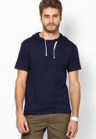 Hanburry Navy Blue Solid Round Neck T-Shirts